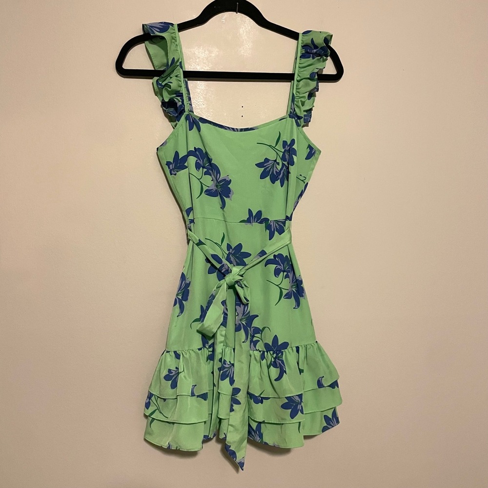 Likely Mini Charlotte Dress in Pistachio Green Tropical Blue 0 wedding vacation - Picture 2 of 6
